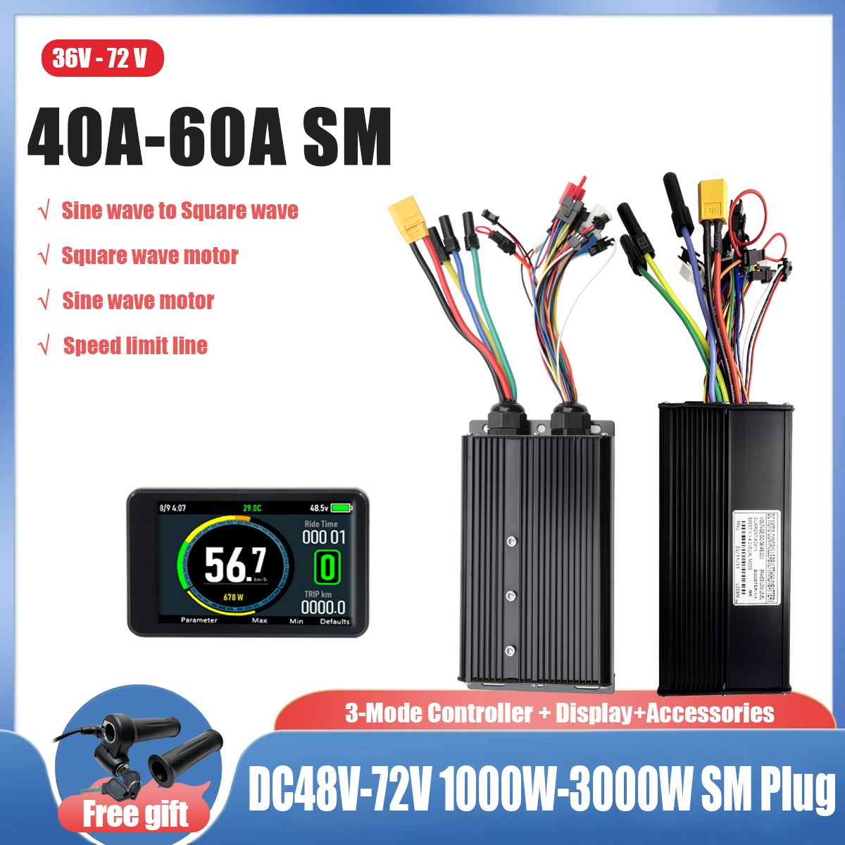 Ebike Conversion Kit 72V 3000W - EBIKE Conversione sinusoidale a onda quadra